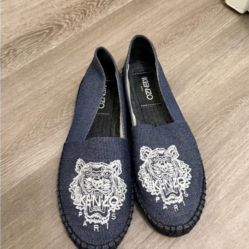 Kenzo Navy Espadrilles with White Tiger Design